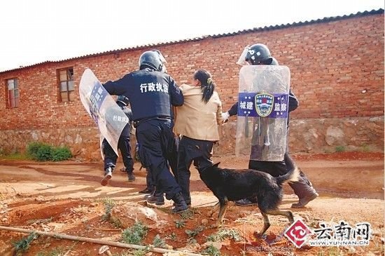 房主被帶離現(xiàn)場(chǎng) 記者 周明佳 攝