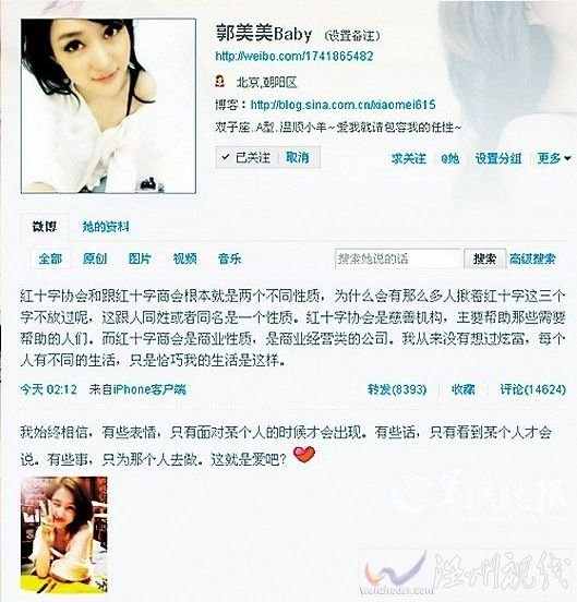 郭美美因虛構事實已被公安機關立案