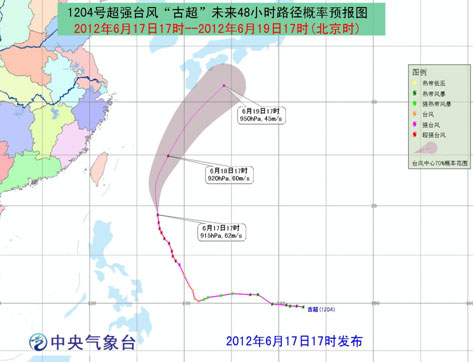 超強臺風“古超”將向偏北方向移動