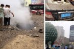 大連友好廣場爆炸 地底下爆炸把地面炸出一個大窟窿