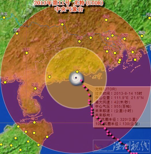 陽江尤特臺風路徑圖