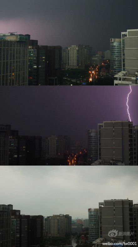 北京暴雨 11號(hào)暴雨雷電襲擊北京白天猶如黑夜