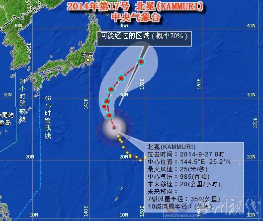 2014臺風北冕路徑