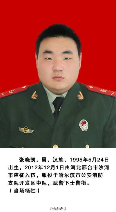 哈爾濱大火遇難消防員