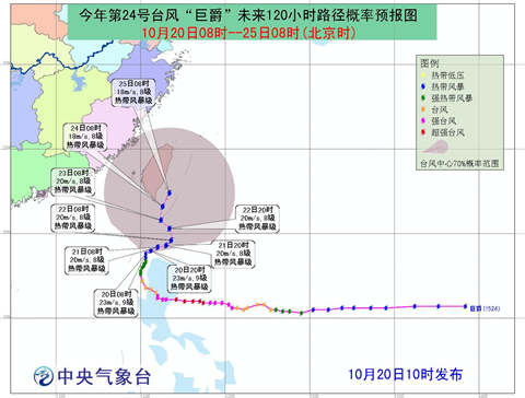 臺風巨爵路徑預報圖
