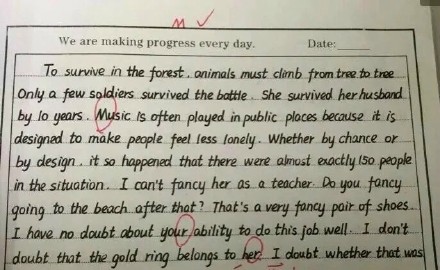 英語作文堪比印刷體