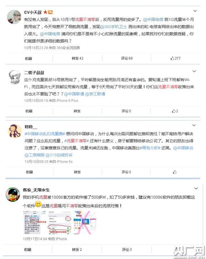 流量被指消耗快！網友吐槽不清零后9天用完30天的量(圖)