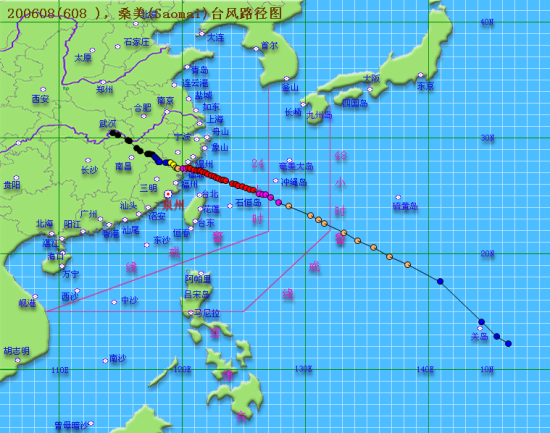 0608桑美臺風路徑