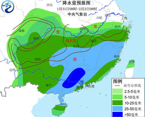 長江中下游沿江將有明顯雨雪 影響春運