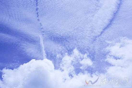 尼伯特臺風來之前溫州藍天白云非常漂亮