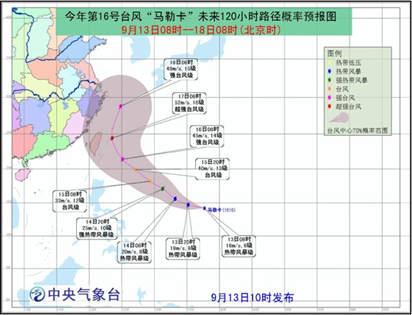 臺(tái)風(fēng)馬勒卡路徑預(yù)報(bào)圖