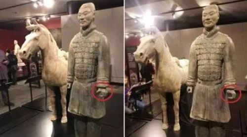 美國(guó)人盜兵俑手指