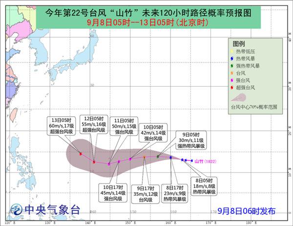 臺風山竹路徑預報圖