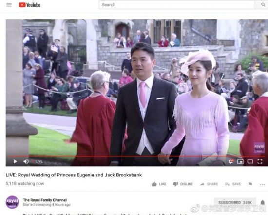 劉強(qiáng)東夫婦亮相英國皇室婚禮現(xiàn)場