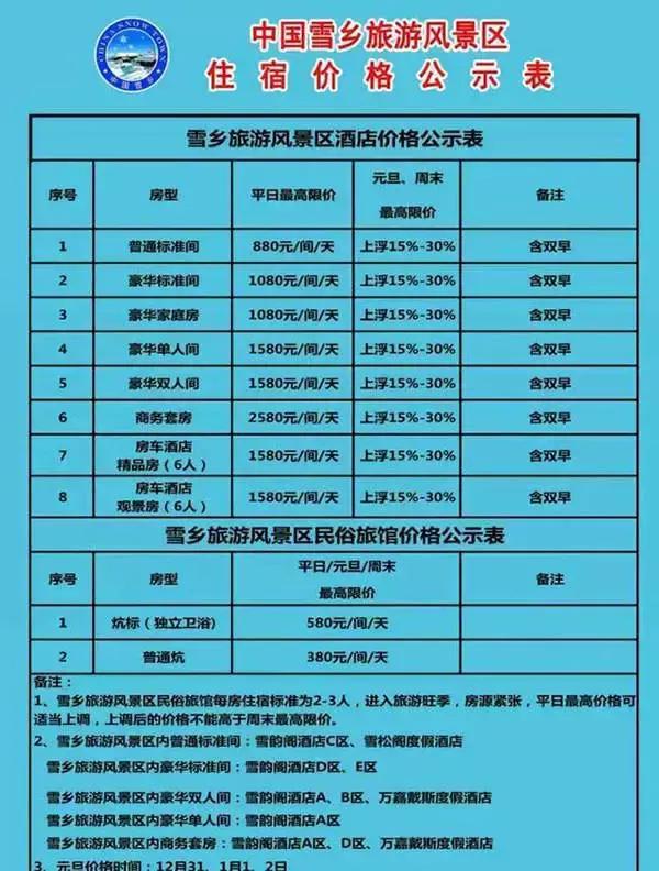 雪鄉明碼宰客