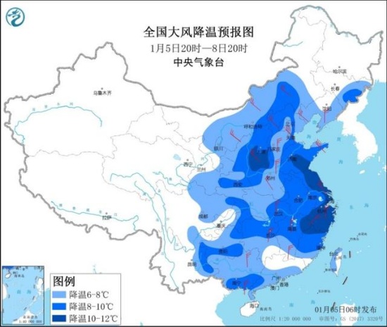 新一輪寒潮來襲中東部降溫將超10℃