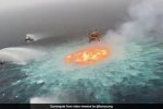 水中著火 大海海面著火 墨西哥附近大洋中部大火